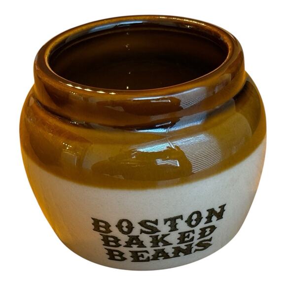 Beautiful Mini Glossy Vintage Boston Baked Beans Mini Stoneware Crock - Picture 2 of 9